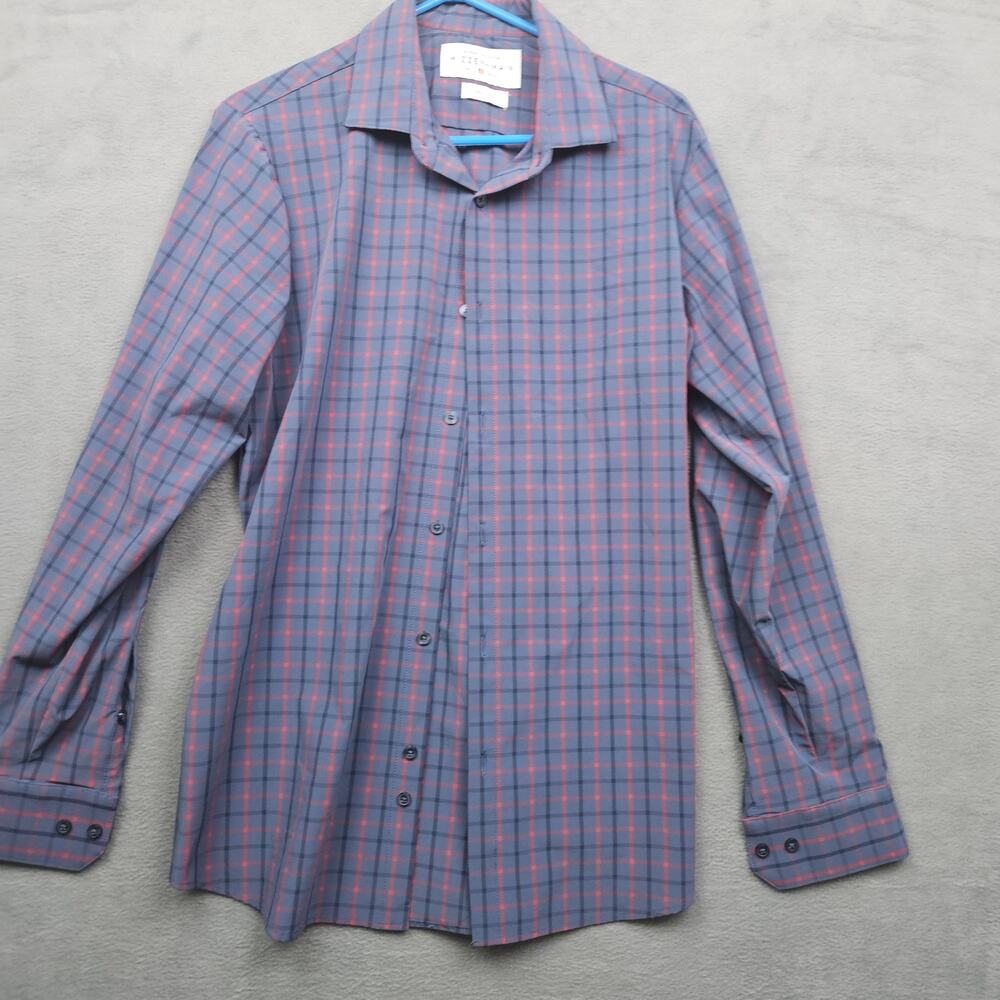 Mizzen Main Leeward Collection Plaid Button Up Shirt Trim Fit Performance Large